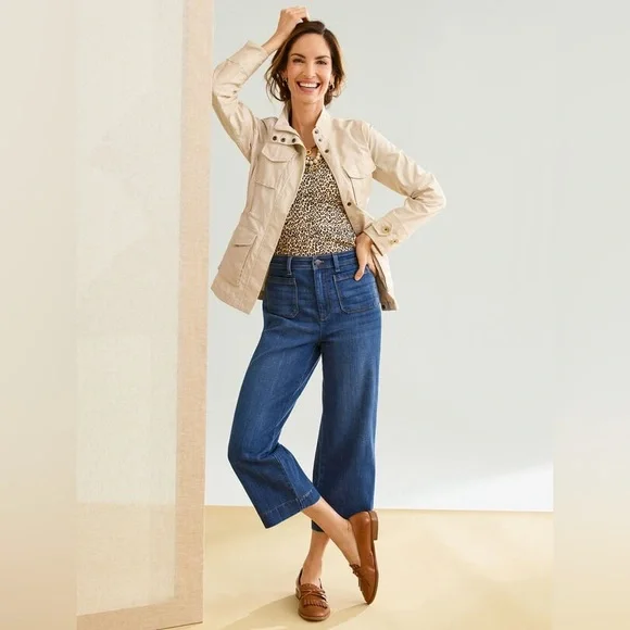 Talbots High Rise Wide Leg Crop Jeans - Picture 2 of 7